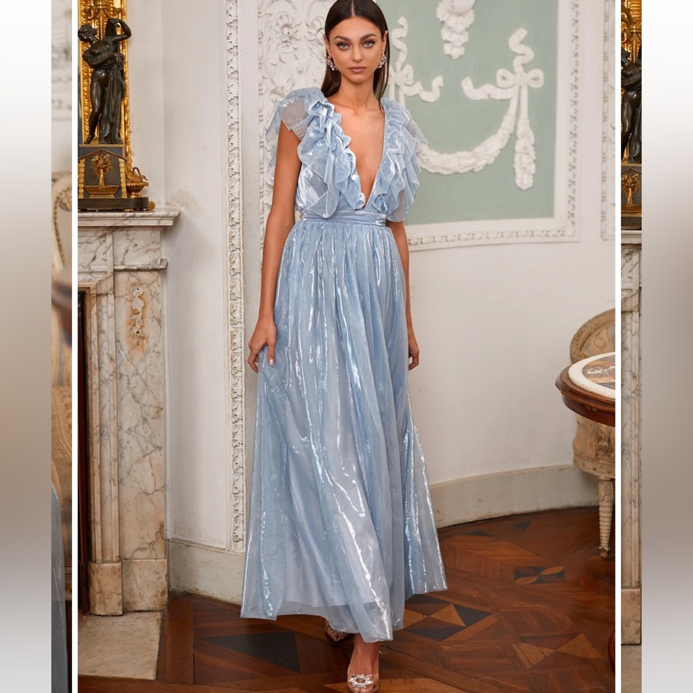 NWT Alamour Aurora Gown Dusty Blue